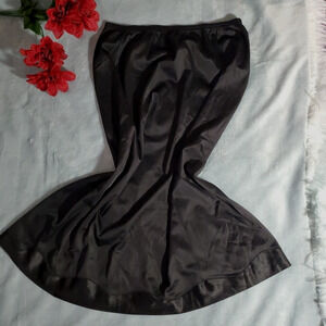 Vintage Half Slip Skirt SHINY BLACK SATIN Nylon Lingerie WOMEN'S MEDIUM